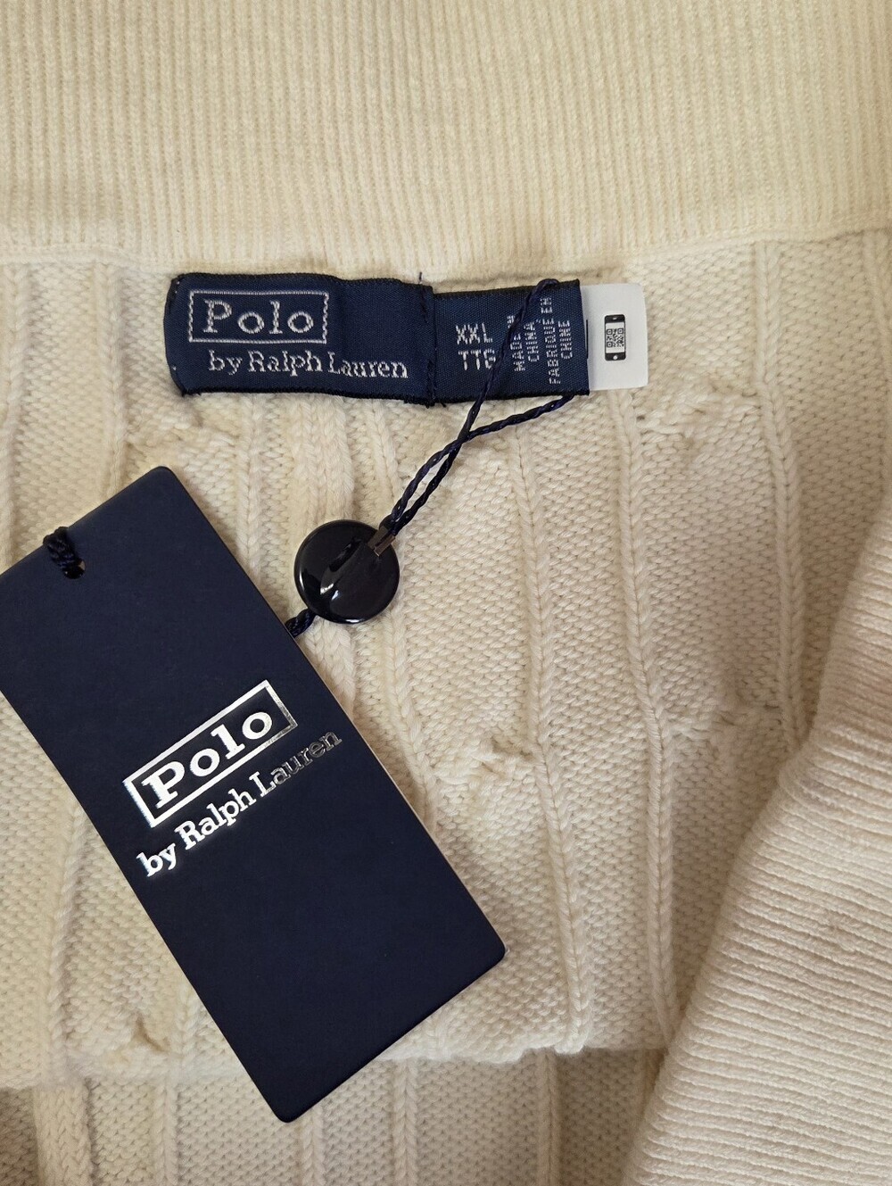 POLO RALPH LAUREN NWT Cricket Cable Knit Cotton Blend Shorts Cream Black - Picture 6 of 9
